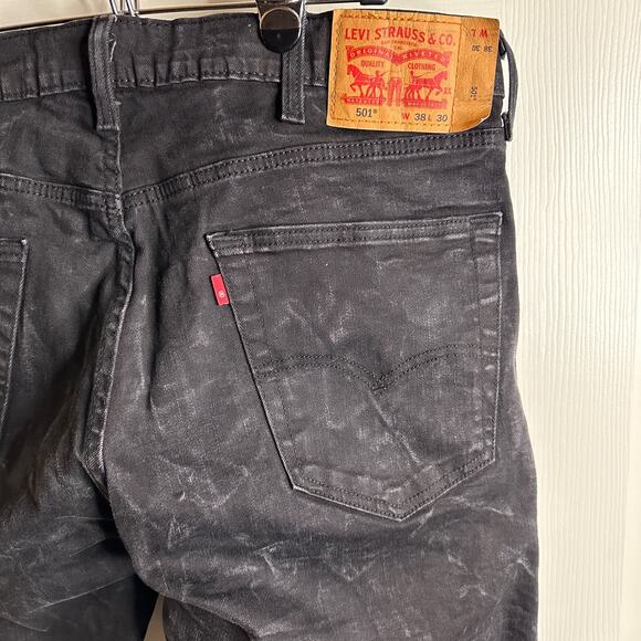 levi’s 501 rigid black jeans w38 l30 made in egypt blank red tab rare unworn - Picture 13 of 16